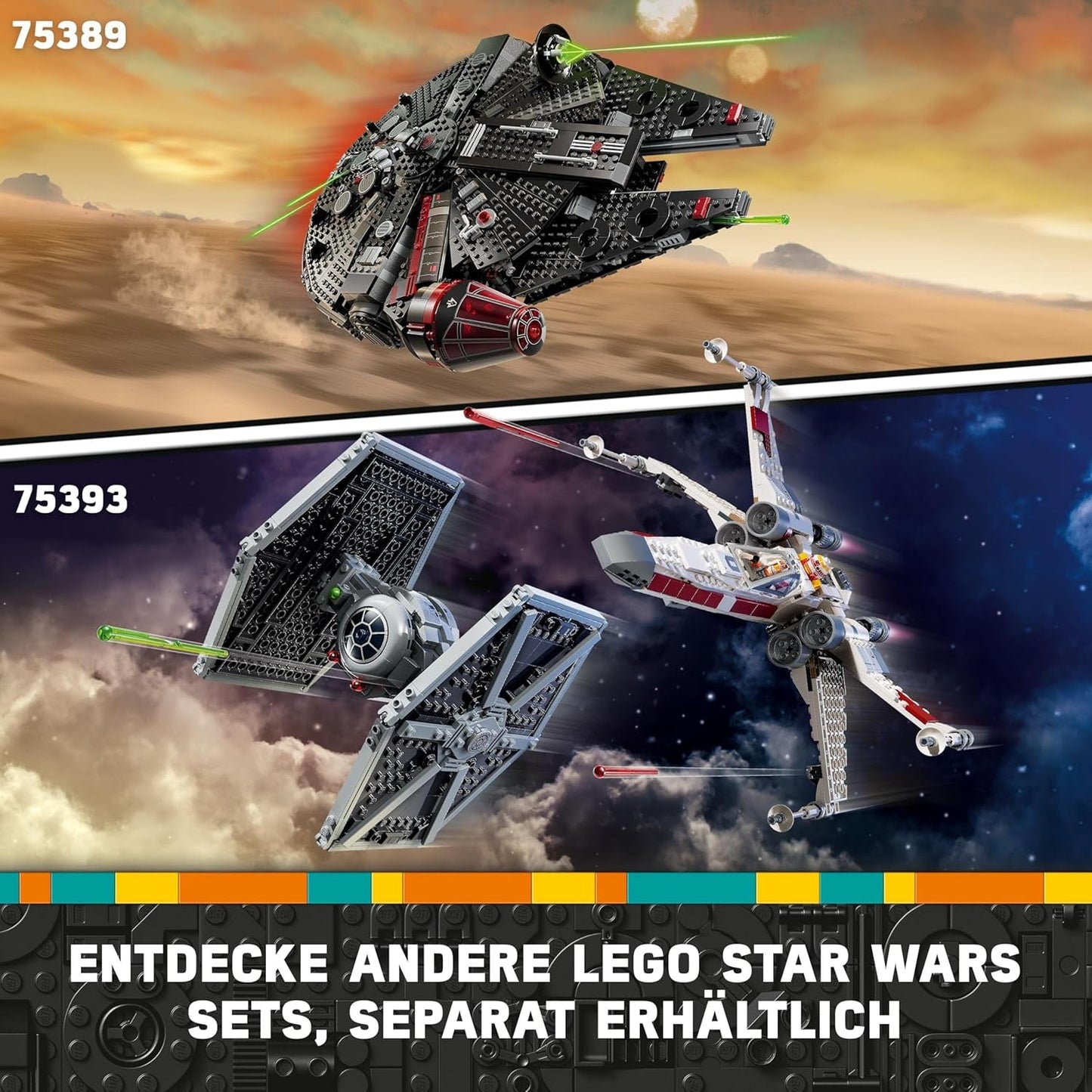 LEGO Star Wars Dark Millennium Falcon, ensemble de vaisseau spatial, jouet de construction pour enfants, cadeau d'anniversaire pour garçons, filles et fans, jouet d'aventure 75389 ensembles de construction Besuche den LEGO-Store