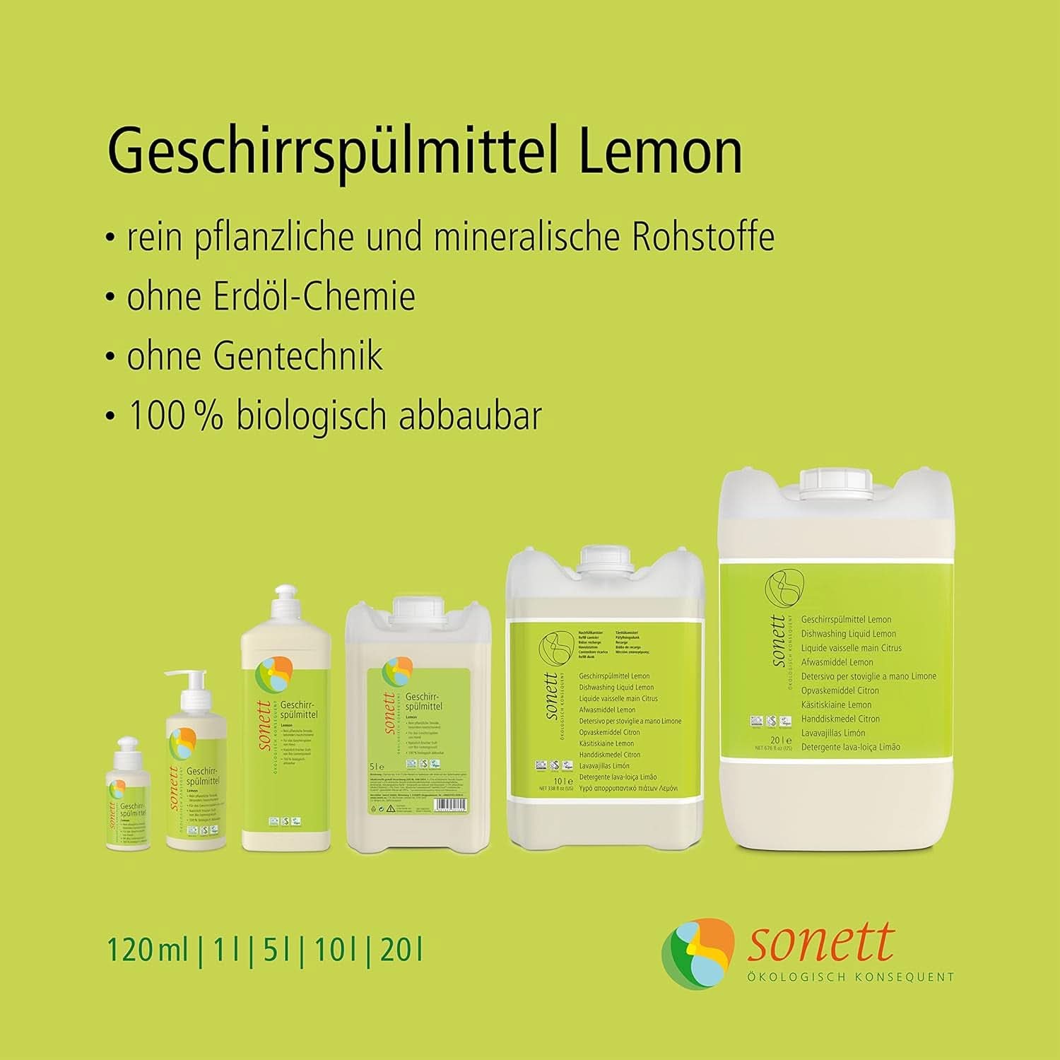 Liquide vaisselle Sonett Citron Détergents de Cuisine Naty Shop