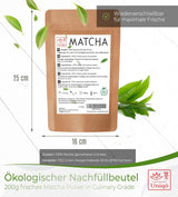 Uniqo Thé Matcha en poudre 200 g dans un emballage écologique rechargeable