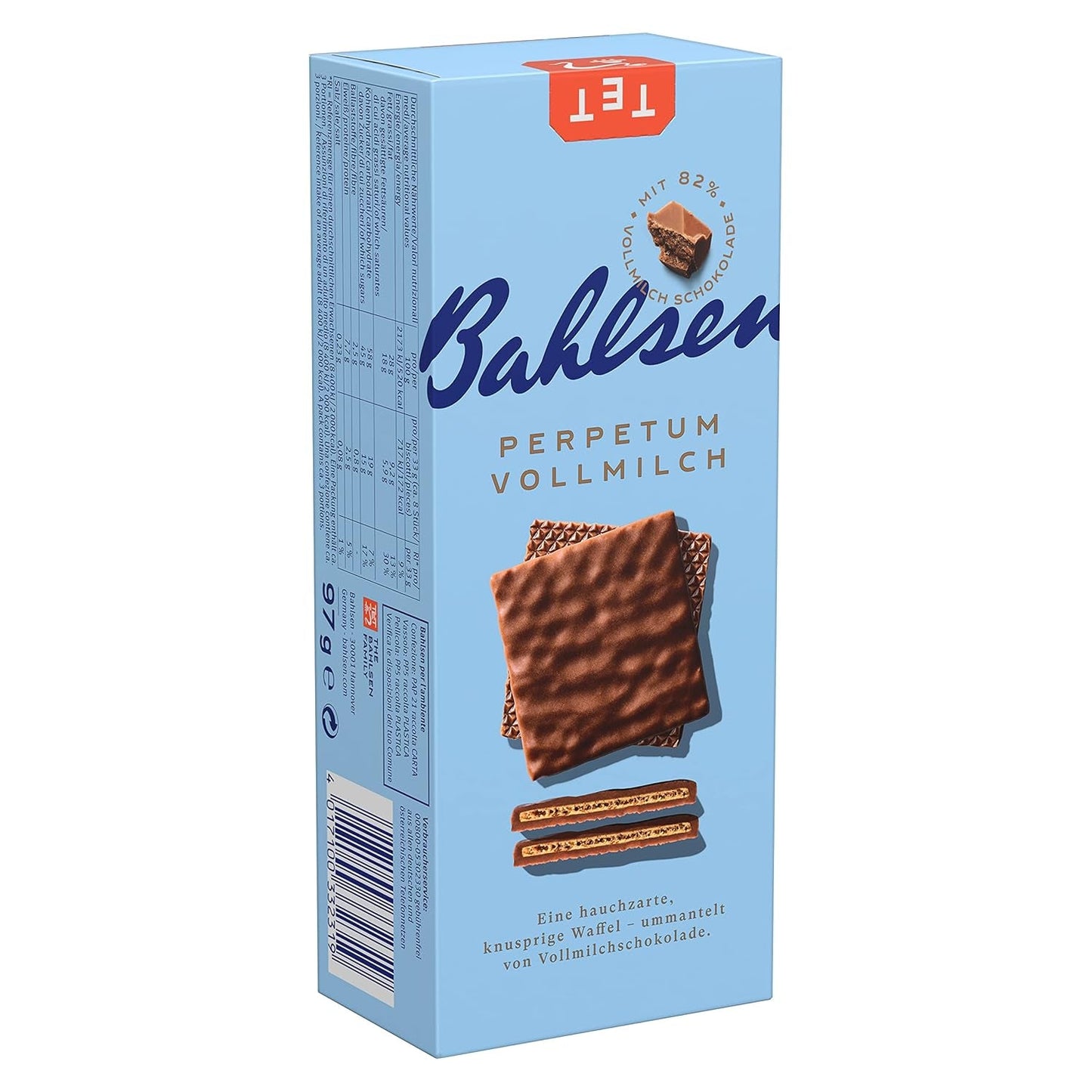 Gaufrette au chocolat au lait Bahlsen Perpetuum (1 x 97 g) (paquet de 10)