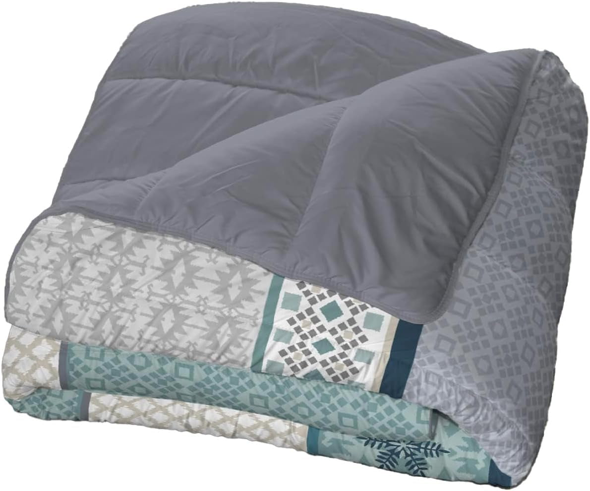 Bleu Câlin Couette imprimée 1 personne Hermance, polyester, bleu/gris, 140 X 200 Cm Couettes et couettes Naty Shop Bleu/gris/rouge 220X240 Cm