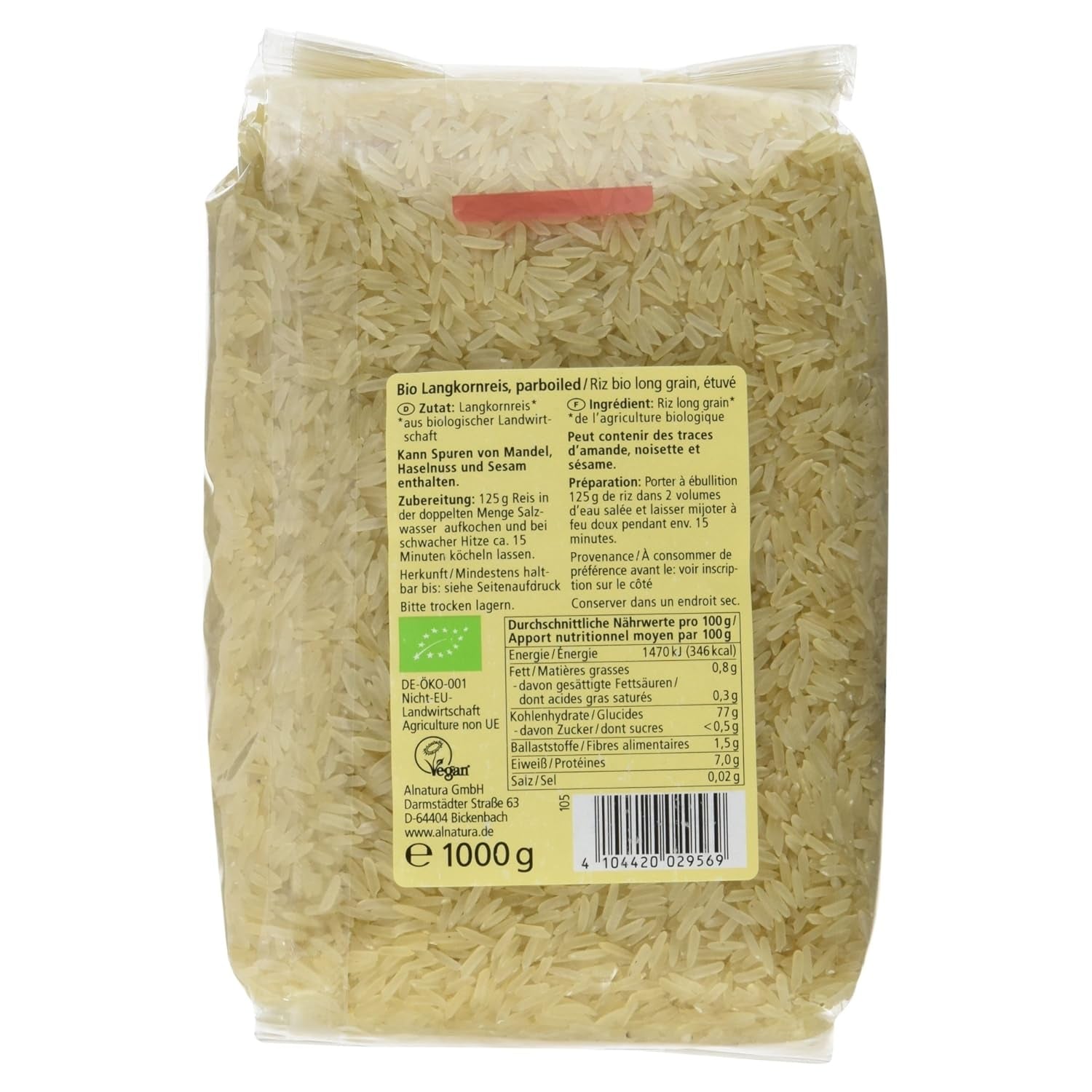 Langkornreis étuvé biologique, 1kg