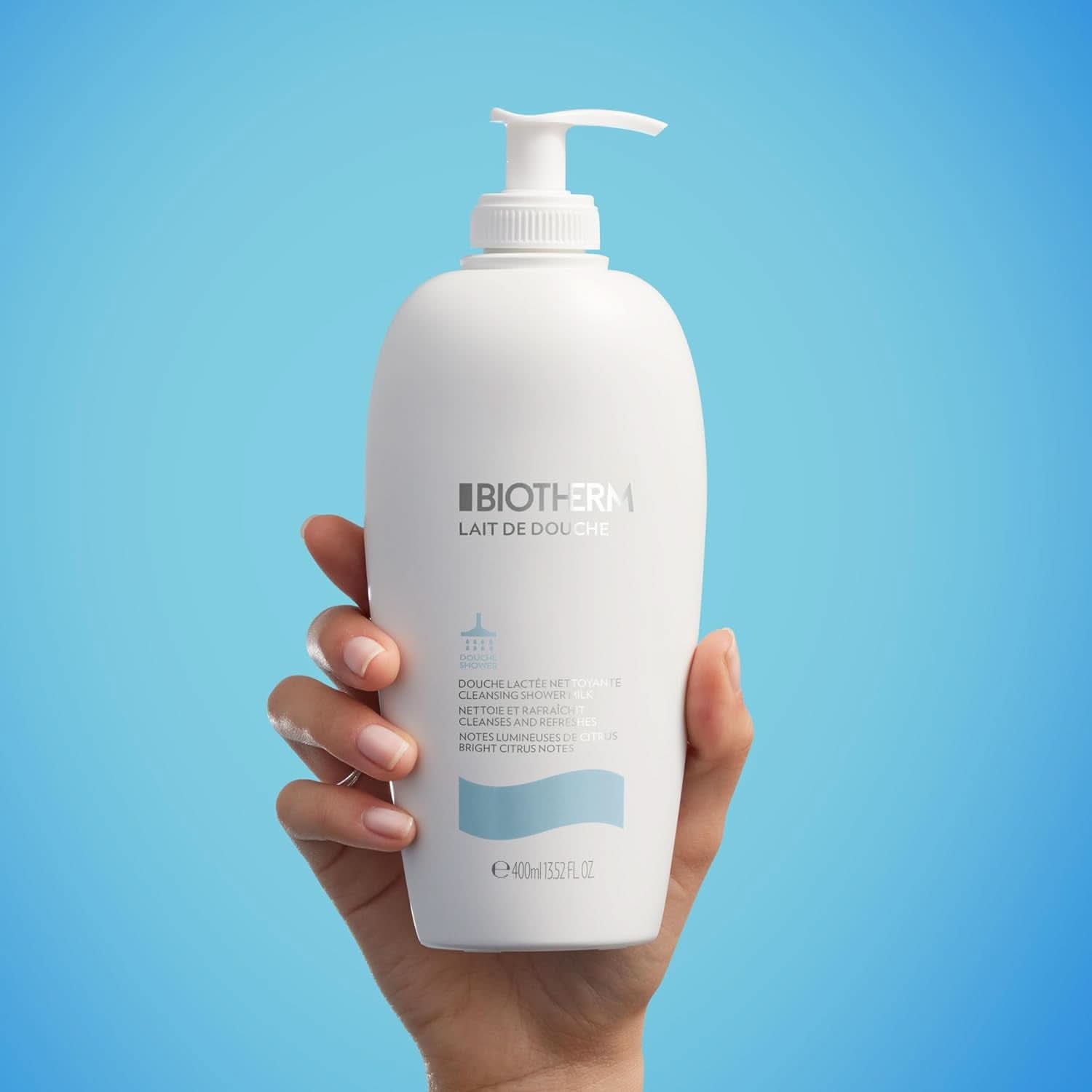 Biotherm, lotion douche revigorante pour une hydratation intensive et une sensation corporelle douce, 400 ml Douche et bain Naty Shop