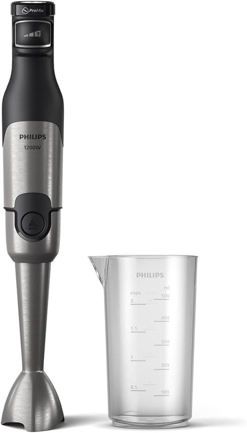 Philips 5000-Serie Stabmixer - 1200W Leistung. Technologie Promix. Led Geschwindigkeitsanzeiger. Stufenlose Geschwindigkeitseinstellung. Conception compacte. Leicht Zu Reinigen. Schwarz (HR2681/00) Cuisine Naty Shop