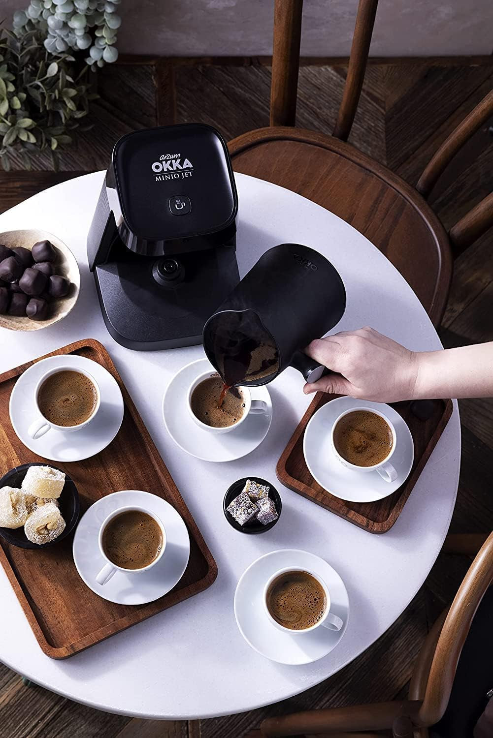 Cafetière turque Arzum Okka MINIO JET, 400 W, capacité 5 tasses, protection contre les débordements, système d'avertissement acoustique, cafetière turque, chrome