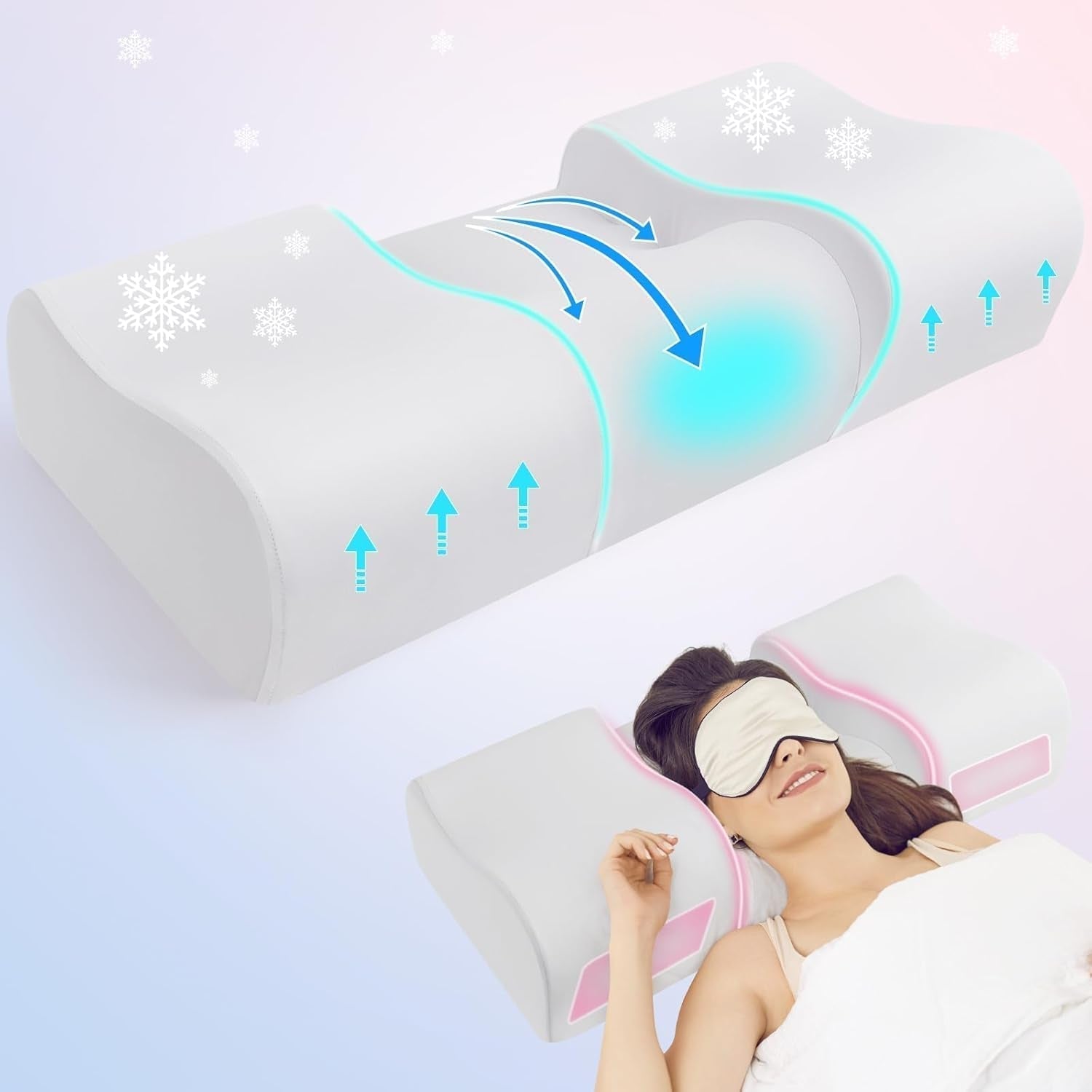 Hydomi Oreiller anti-rides 2 en 1 Oreiller de beauté anti-âge Oreiller orthopédique de soutien du cou Douleurs au cou et aux épaules Oreiller en mousse à mémoire de forme pour garder la tête droite Naty Shop Oreillers orthopédiques cervicaux Gris (60 x 24,9 x 14 cm)