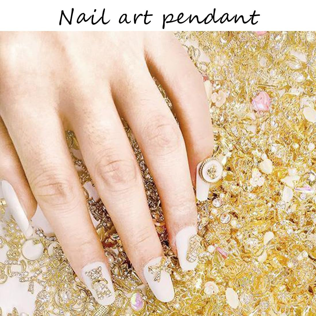 50 pièces de breloques à ongles dorées, breloques brillantes 3D pour nail art, strass pour ongles en perles, breloques pour ongles en strass, breloques pour ongles en strass, accessoires de nail art DIY, pour femmes filles