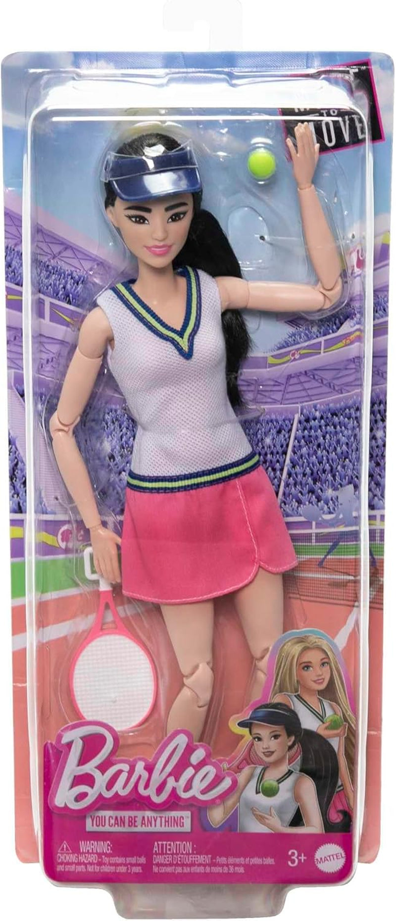 Barbie Made to Move - Joueuse de tennis avec raquette et balle - Poupée avec 22 articulations pour un jeu réaliste pour les fans de tennis et les enfants à partir de 3 ans, HKT73 Naty Shop Dolls