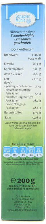 Graines de lin moulues Schapfen Mill, paquet de 200 g