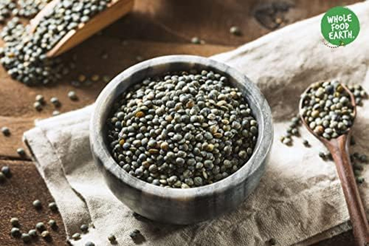 Wholefood Earth Lentilles vert foncé biologiques à la française 1 kg sans OGM | Végétalien | Riche en fibres | Riche en protéines | Certifié biologique