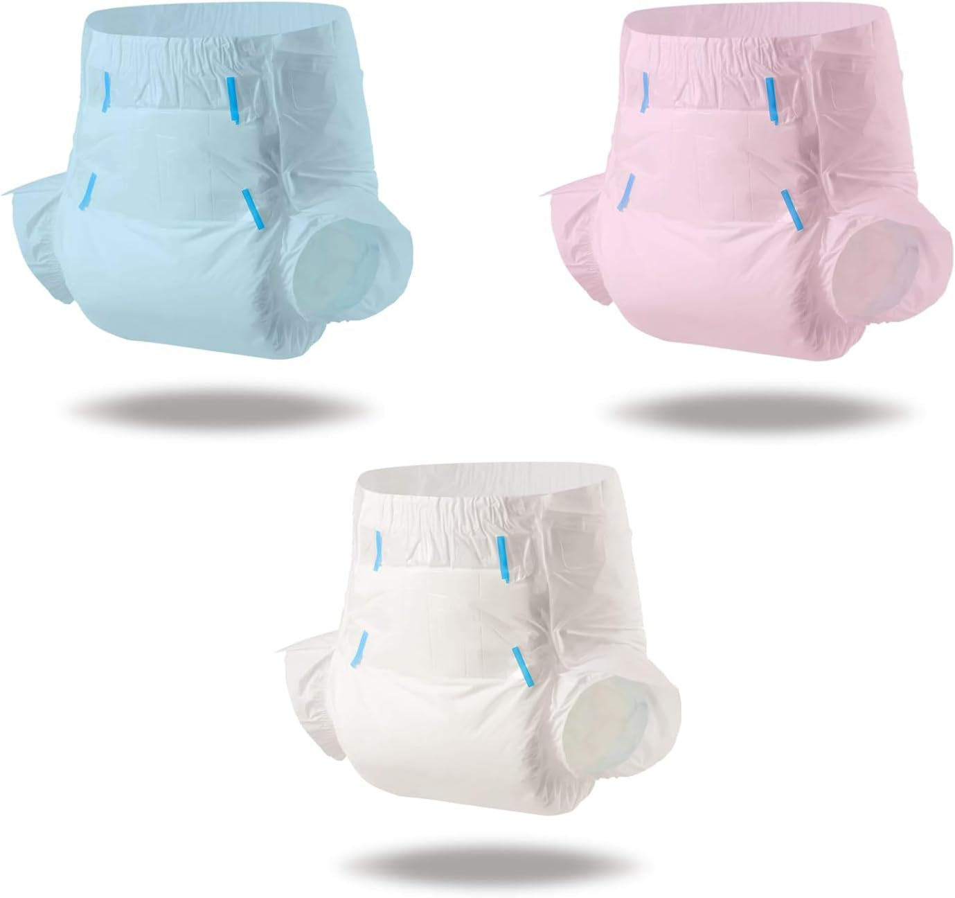 CutiePlusU Couches pour adultes, surface sèche, absorption maximale pendant la nuit, couche jetable pour incontinence – Bleu, lot de 2 (moyen 71-96 cm)