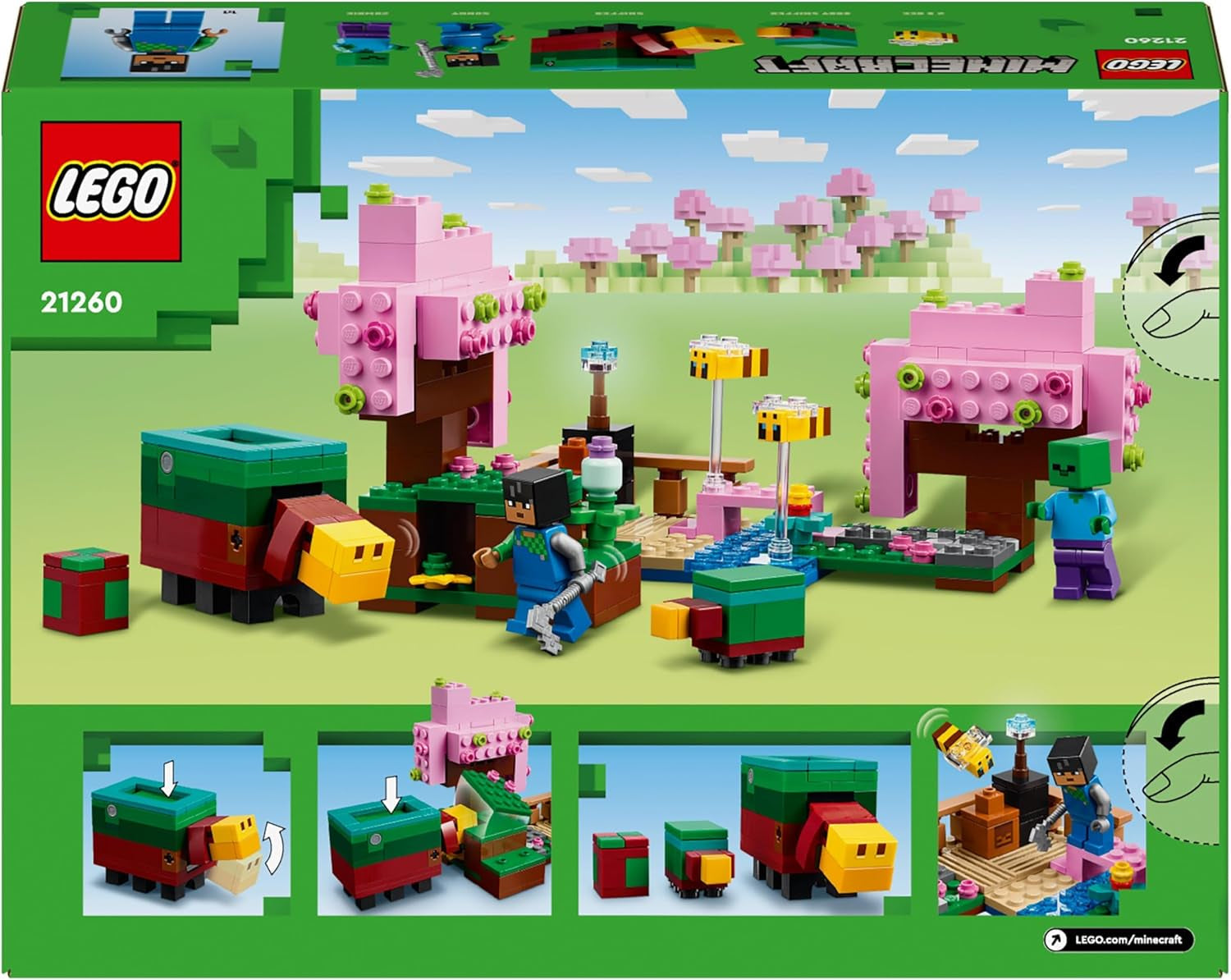 LEGO Minecraft Jardin de jouets du verger de cerisiers en fleurs à explorer avec Sunny, Sniffer, Zombie et Bees Gamer Cadeau pour garçons et filles de 8 ans 21260 Jeux de construction Beuche den LEGO-Store