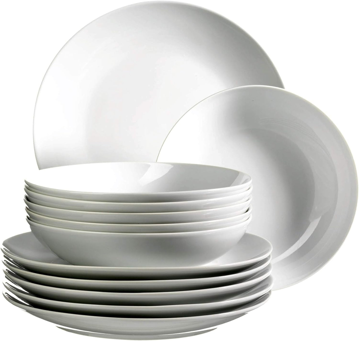 Mäser Barca service de table pour 6 personnes, lot de 12, porcelaine, blanc