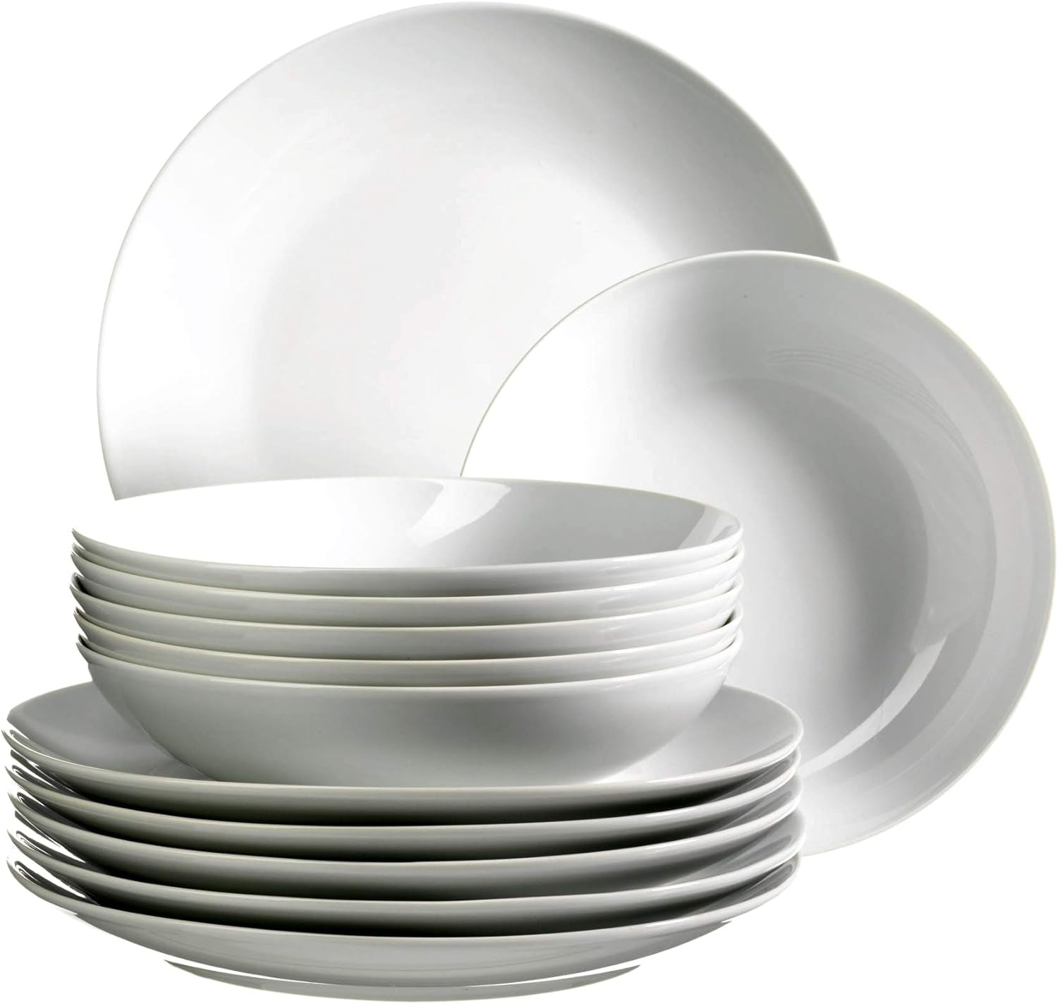 Mäser Barca service de table pour 6 personnes, lot de 12, porcelaine, blanc