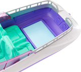 Barbie HHG60 - Bateau à moteur sirène avec 2 poupées (blonde/brune) et divers accessoires, jouet pour enfants à partir de 3 ans