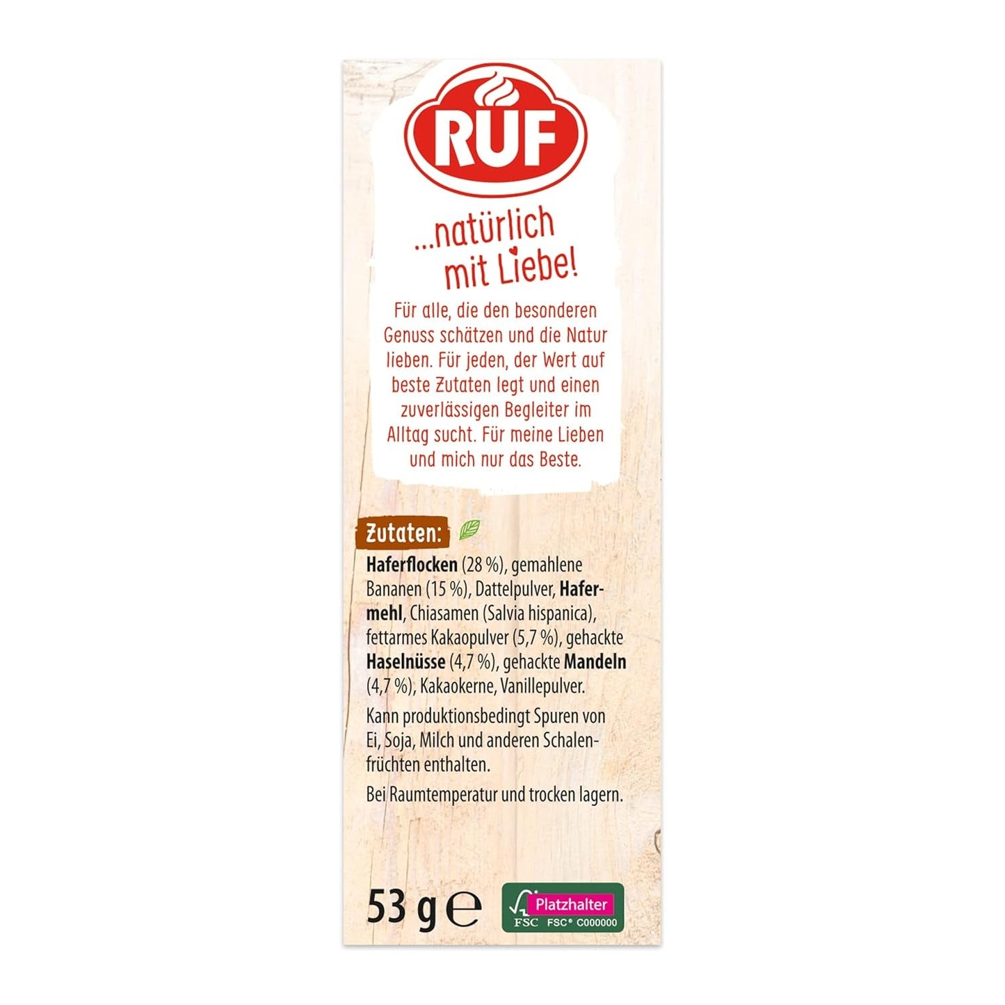 RUF Smoothie Bowl Avoine Banane Noix Chocolat Petit Déjeuner Snack Rapide & Facile Vegan 1 Sachet x 50g (Paquet de 3)