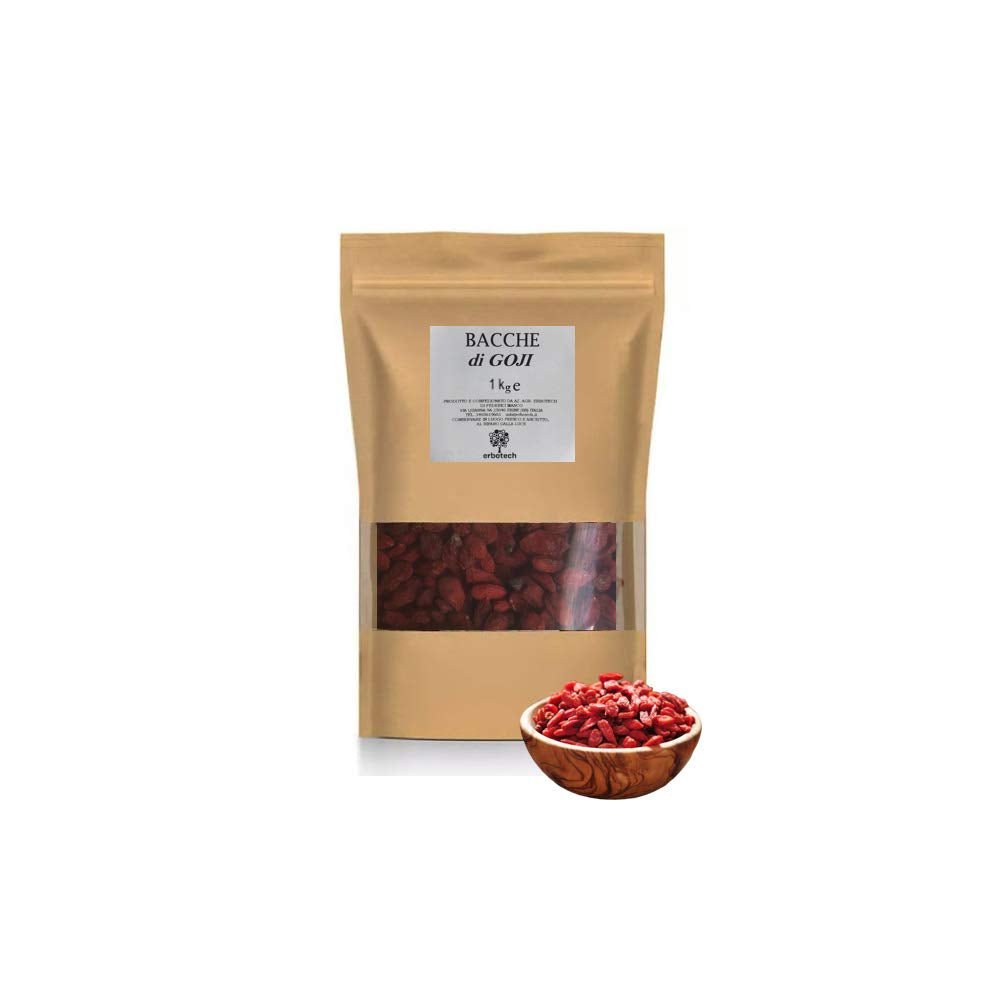 ERBOTECH Baies de Goji 200 g, baies de goji à haute teneur en vitamines, fruits secs sans sucre ni soufre, superaliments naturels et riches en énergie, Made in Italy Produits déshydratés Naty Shop 1 kg