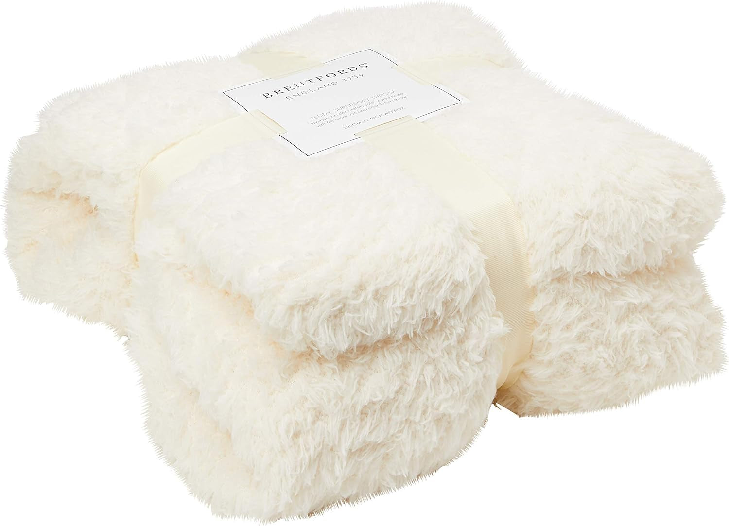 Brentford's Teddy Couverture polaire grande couverture de lit en peluche super douce et chaude pour canapé-lit noir - 150 x 200 cm Lits et couvertures Besuche den Brentfords-Store Crème 200 x 240 cm