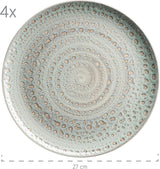 MÄSER 931744 Série Spicy Market, service de table peint à la main pour 4 personnes au design méditerranéen vintage, service de table 16 pièces en céramique, vert, grès