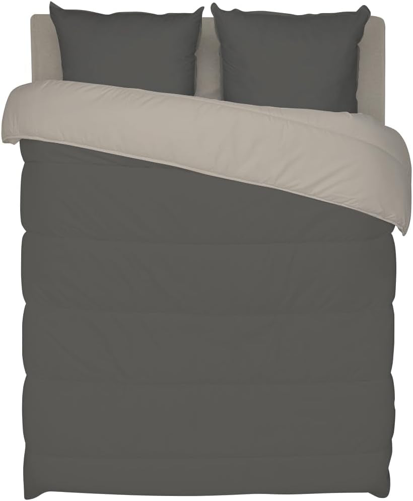 Bleu Câlin couette réversible bicolore pour 2 personnes, microfibre, bordeaux/poivre, 220X240 cm Couettes et couettes Naty Shop Graphite/argile réfractaire 140 X 200 Cm