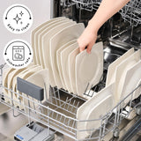 Karaca Jamie White Service de table pour 12, 52 pièces – Vaisselle élégante en porcelaine pour 12 | Comprend des assiettes, des tasses, des bols |