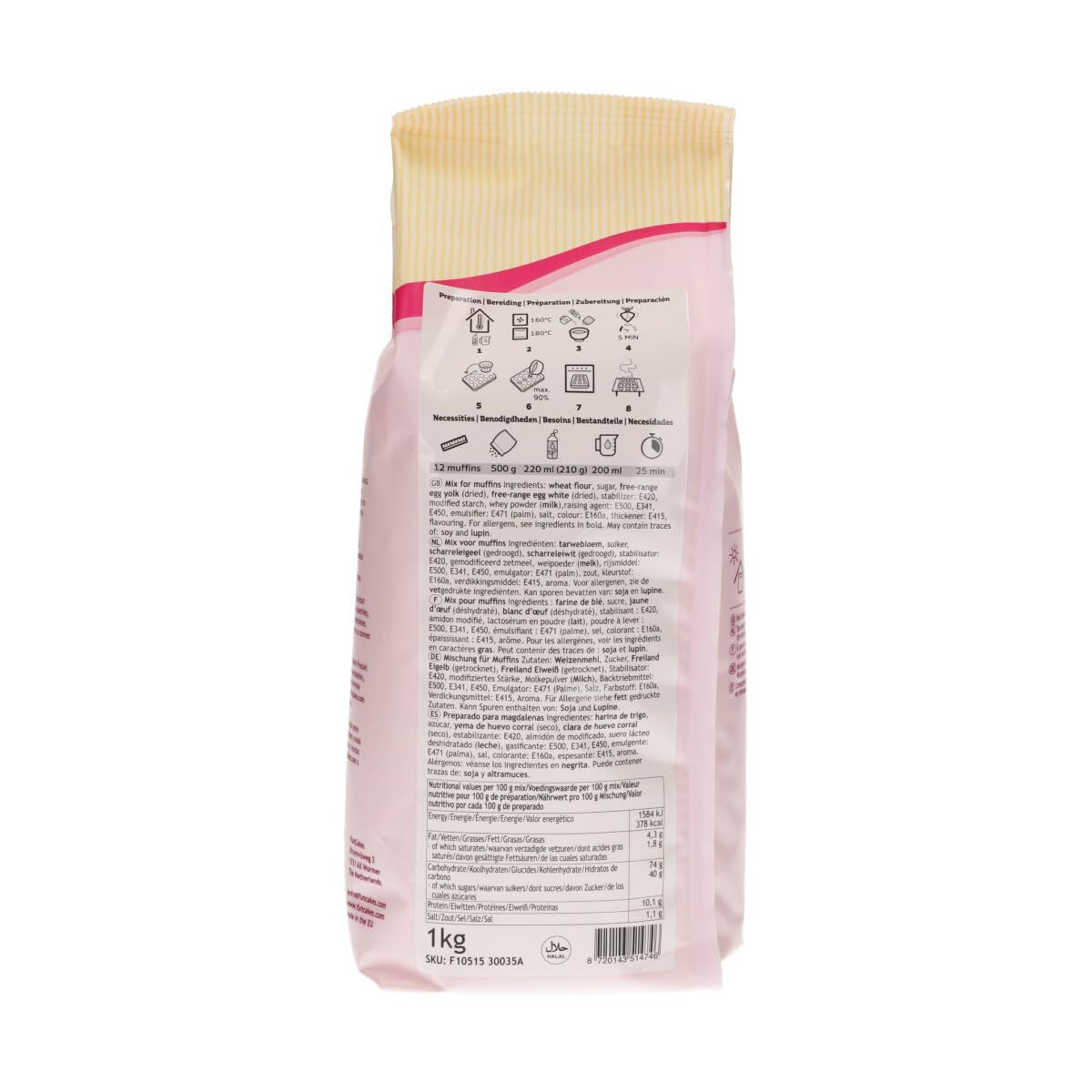 Funcakes Mix Für Muffins, Backen Sie Einfach Köstliche Muffins, Parfait American Muffins, Geeignet Für Die Herstellung von Blaubeermuffins ou Schokoladensplitter-Muffins, Halal., 1 Kg Naty Shop