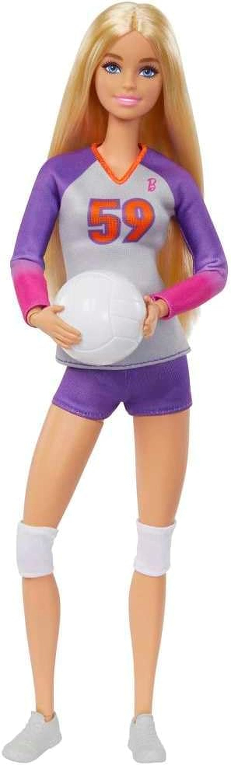 Barbie Made to Move - Poupée Joueuse de Volley-ball avec T-shirt et Ballon - 22 articulations pour un jeu réaliste, Comprend un équipement de Volley-ball et de Sport, HKT72
