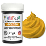 Pâte colorante alimentaire Sugarflair Colourflex Extra Paste Golden - Colorant alimentaire comestible pour crème au beurre, chocolat, pâte à sucre, glaçage, fondant, mélanges à gâteaux, pâte et plus - 25g