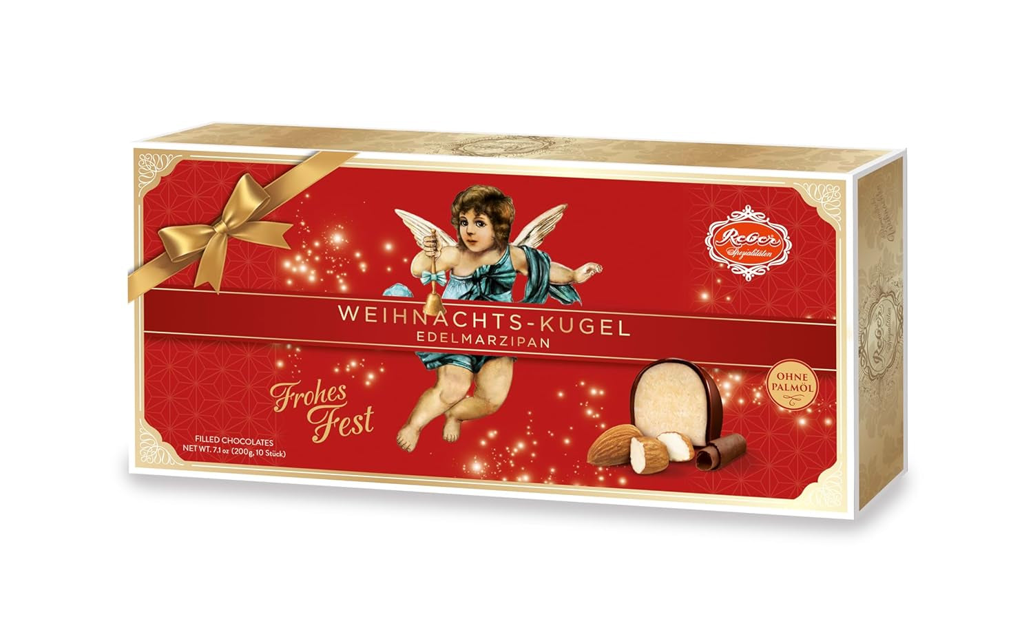 Boules Reber Mozart au chocolat noir, pack de 6 avec pâte d'amande et nougat, vegan - 1 x 120 g