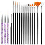 Hanyousheng 20 pièces ensemble de pinces à ongles, 15 pièces pinces à ongles, 5 pièces outils de pointage pour Nail Art pour bricolage Nail Art Design