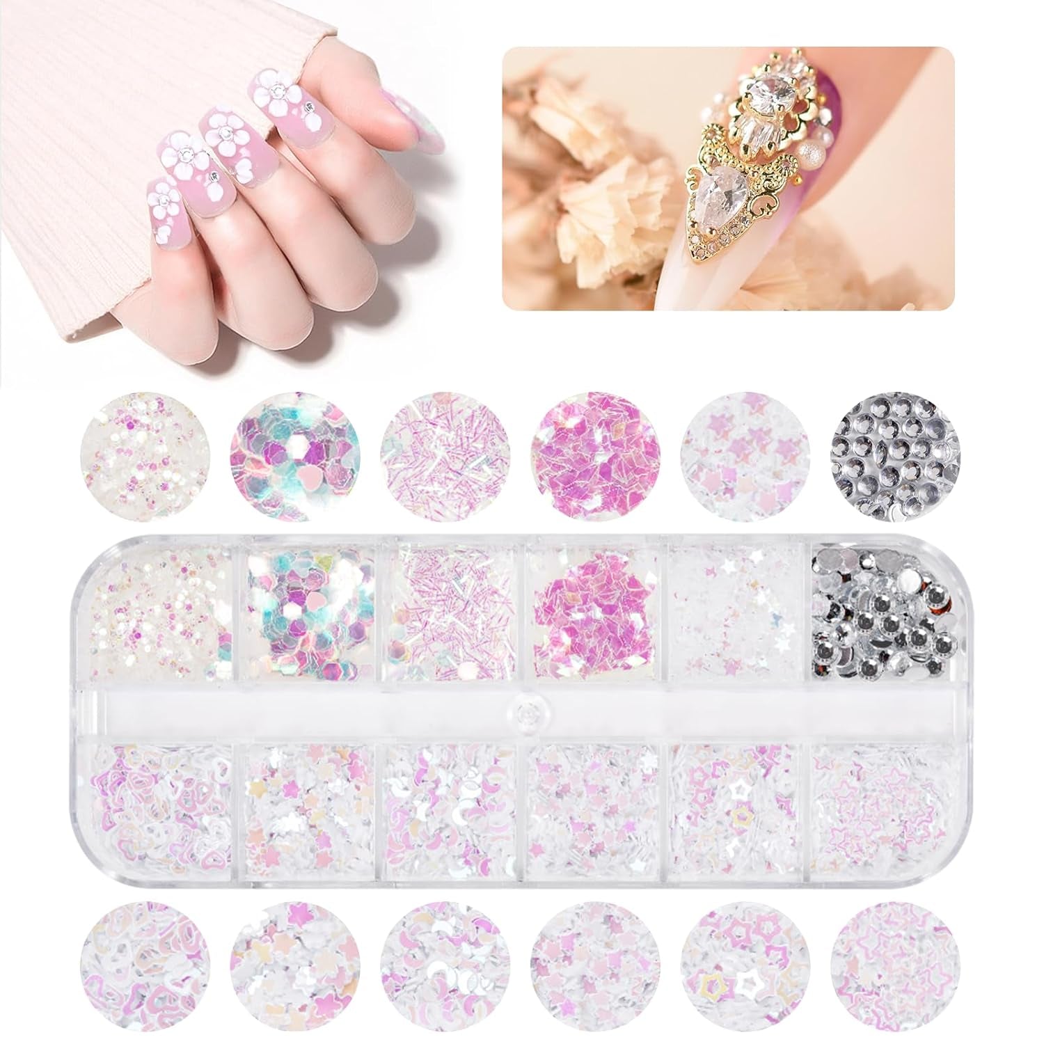 5600 pièces Strasssteine ​​​​Nägel Nail Art, 36 Farben Glitzersteine, Dekorationen Nagelsteine ​​​​Für Nagelkunst, Einschließlich Wachsstift Für Strasssteine ​​​​​​et Strass-Picker