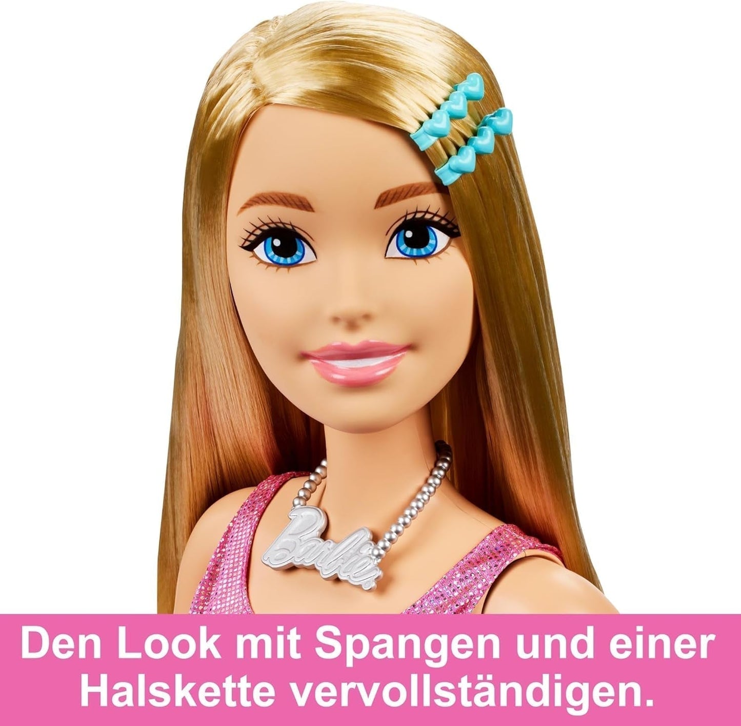 Poupée Barbie Extra Large (71 cm) - robe rose, cheveux blonds avec barrette et collier, cadeau pour enfants à partir de 3 ans, HJY02 Dolls Naty Shop