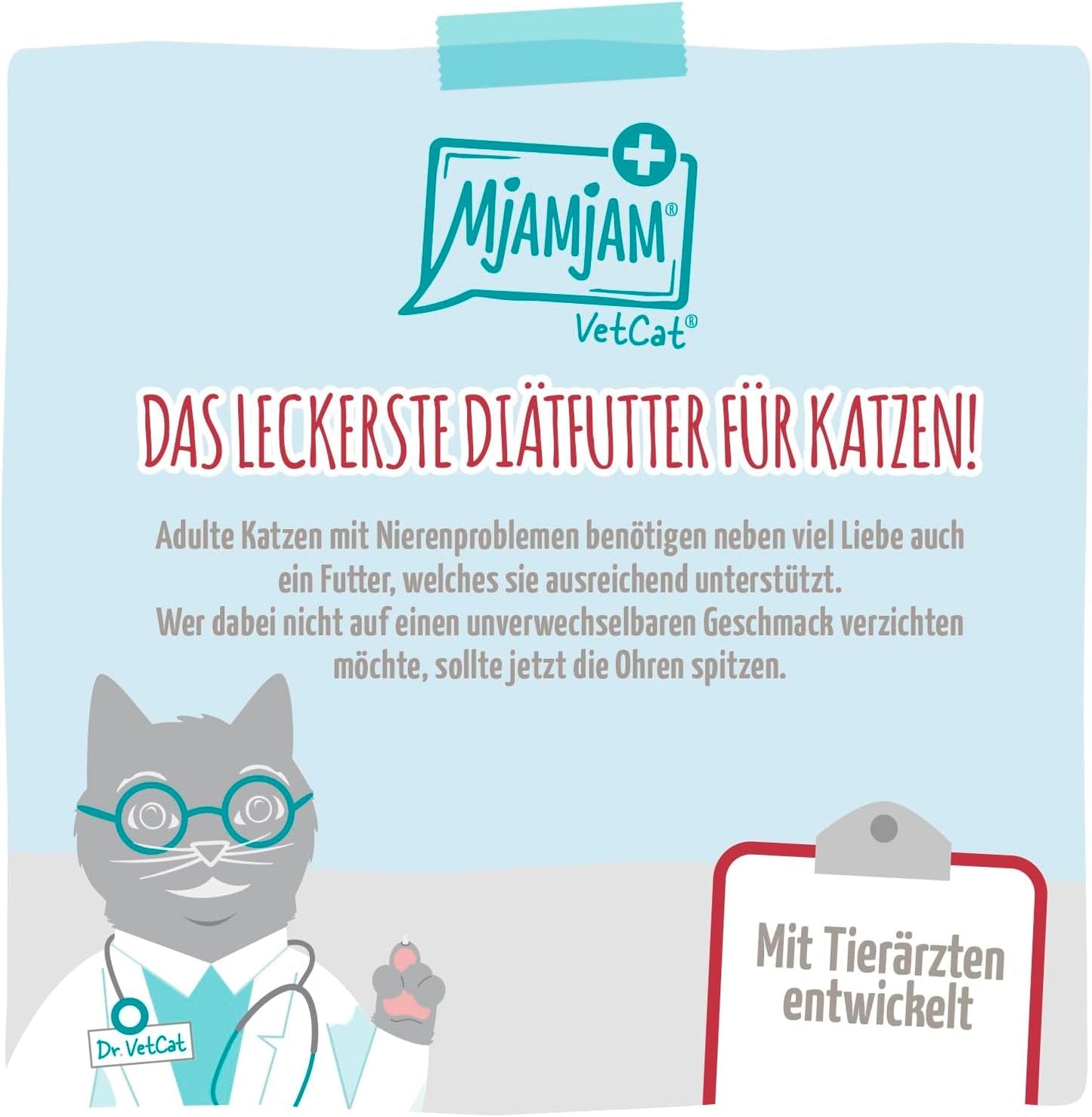 MjAMjAM VetCat - Nourriture humide premium pour chats - Régime - Reins - Poulet, paquet de 6 (6 x 200g), sans céréales
