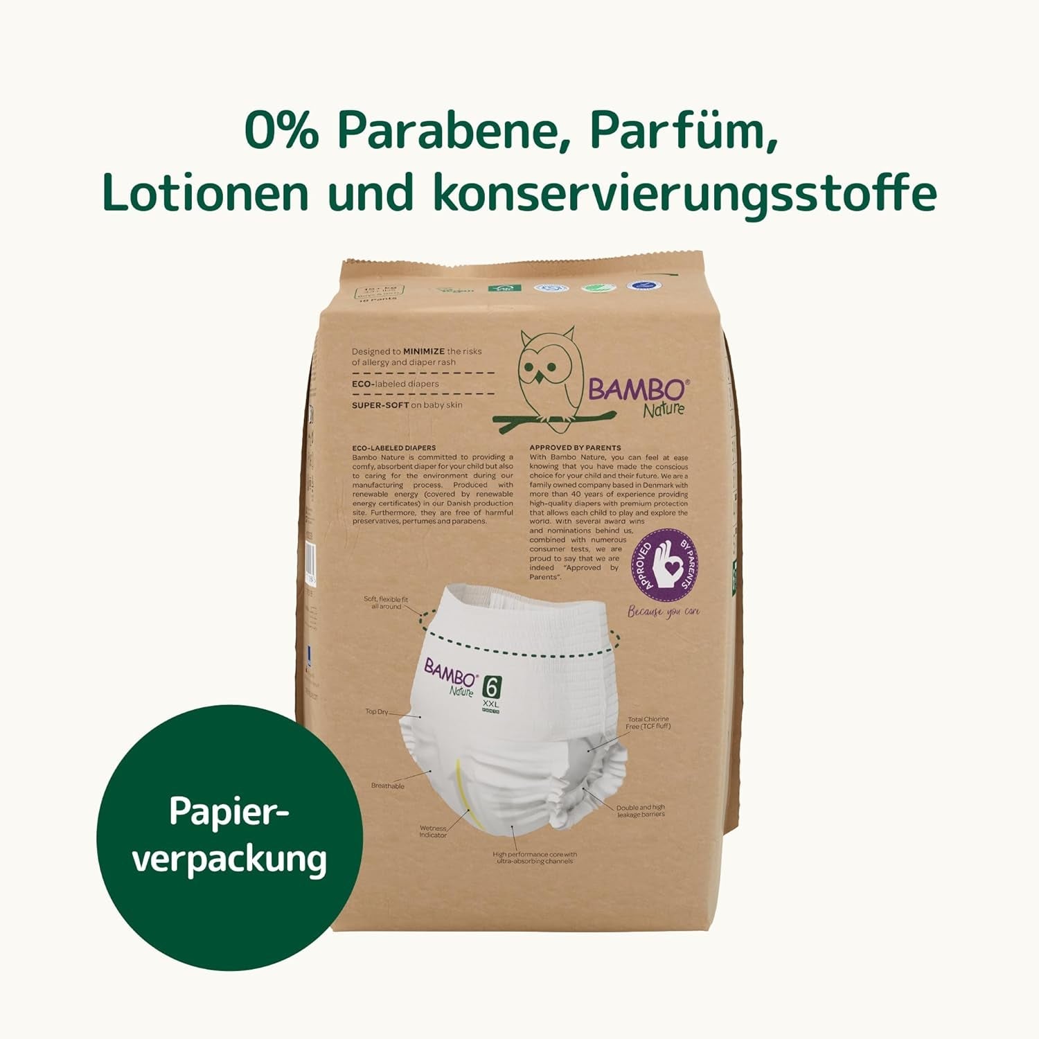 Couches pour bébé Bambo Nature, taille 6 (15+ kg) - Boîte mensuelle de 90 | Couches pour nourrissons avec protection améliorée contre les fuites | Confort et liberté maximum pour les enfants actifs | Couches testées dermatologiquement