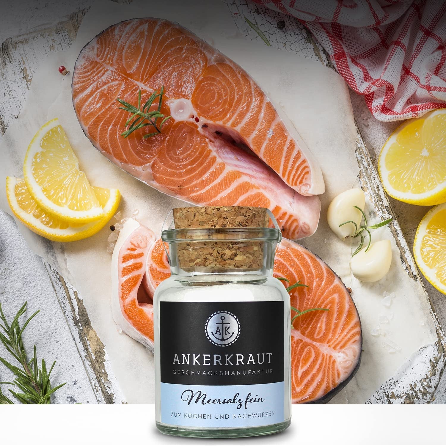 Ankerkraut Meersalz fine, reines Salz zum kochen und würzen, 170g dans Korkenglas