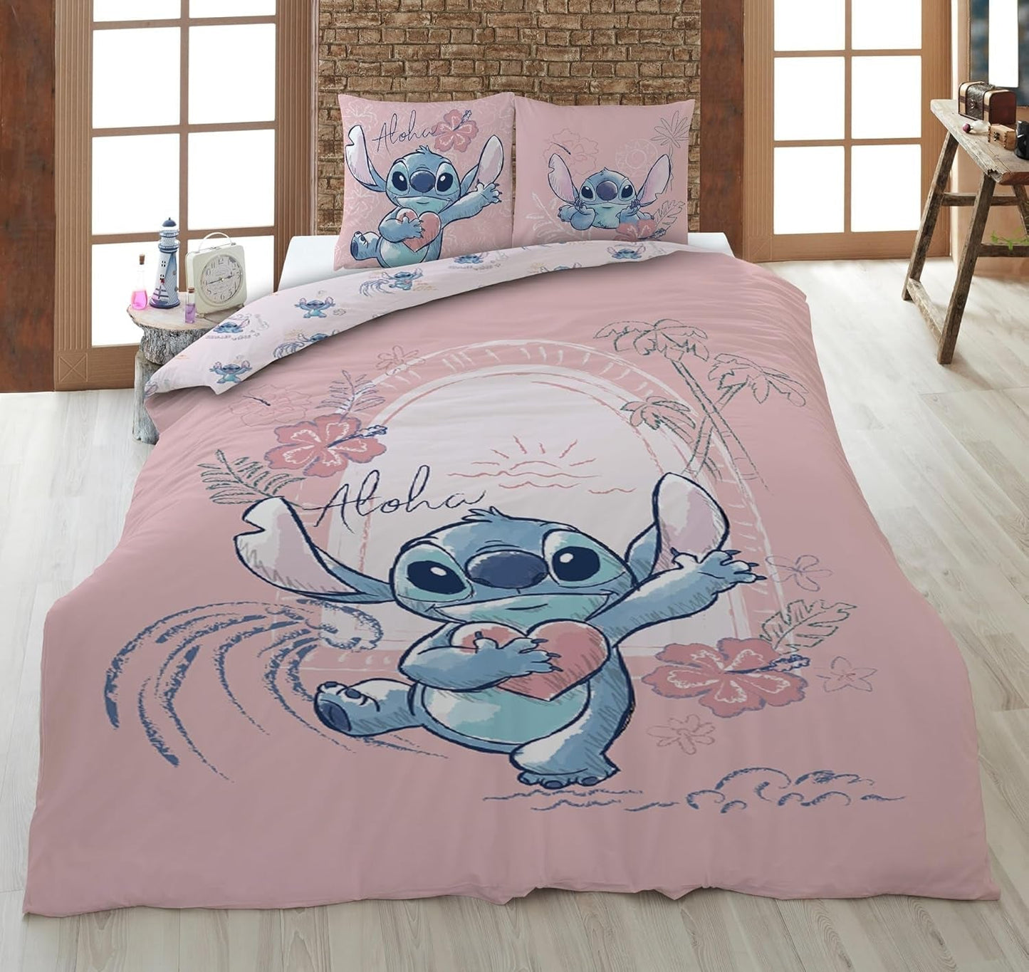 Ensemble de literie réversible Stitch Aloha Literie pour filles Literie 100% coton - Kids Naty Shop Titre par défaut
