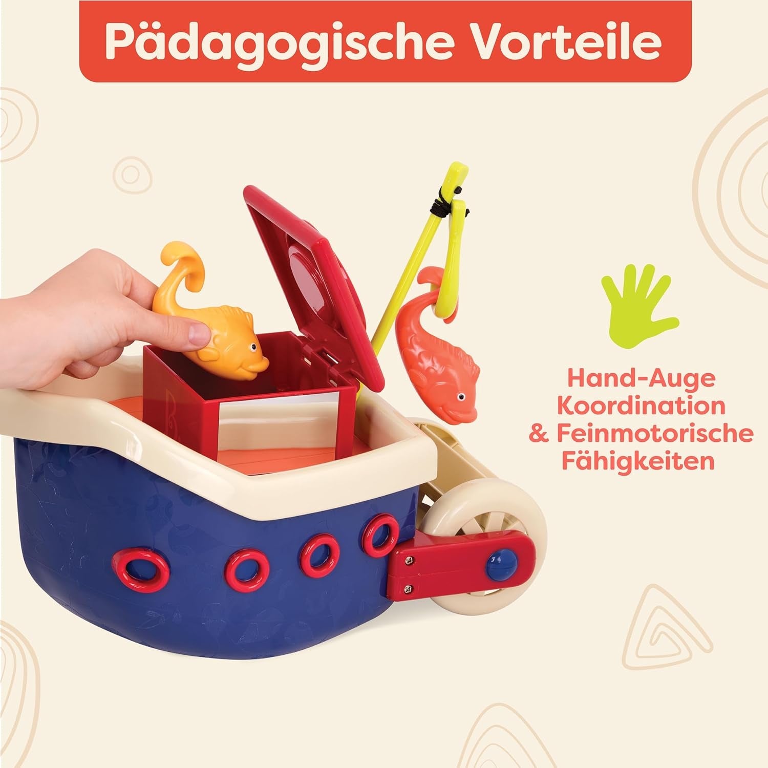 B. toys 13 pièces jouet de baignoire pour enfant avec bateau, gobelet empilable, poisson, jeu de pêche jouet pour enfant baignoire à partir de 1 an Jouets Bebe Naty Shop