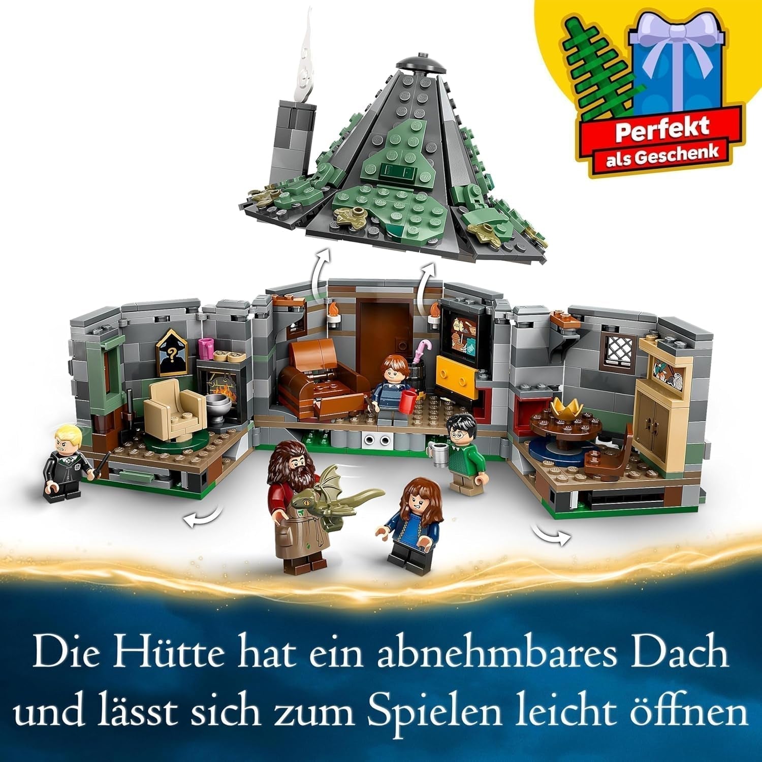 LEGO Harry Potter La cabane de Hagrid : une visite inattendue, ensemble avec 5 mini figurines et 2 figurines d'animaux, cadeau pour femmes et hommes, jouet d'aventure magique, ensemble fantastique 76428 Jeux de construction Beuche den LEGO-Store