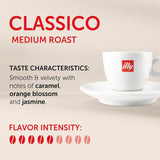 illy, Kaffee E.S.E. Pads Einzeldosis CLASSICO, 100% Arabica avec notes de fleurs d'oranger et de jasmin, sachets de sucre et de sucre, 1 paquet avec 18 capsules compostables