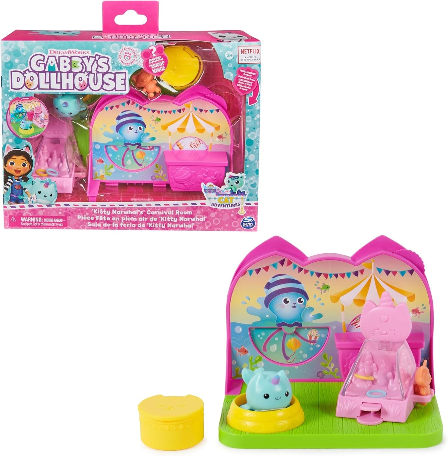 DREAMWORKS GABBY'S DOLLS HOUSE – Ensemble de jeu de chambre de luxe, salle de fête Kitty Narwhale, meubles et accessoires à thème, à partir de 3 ans