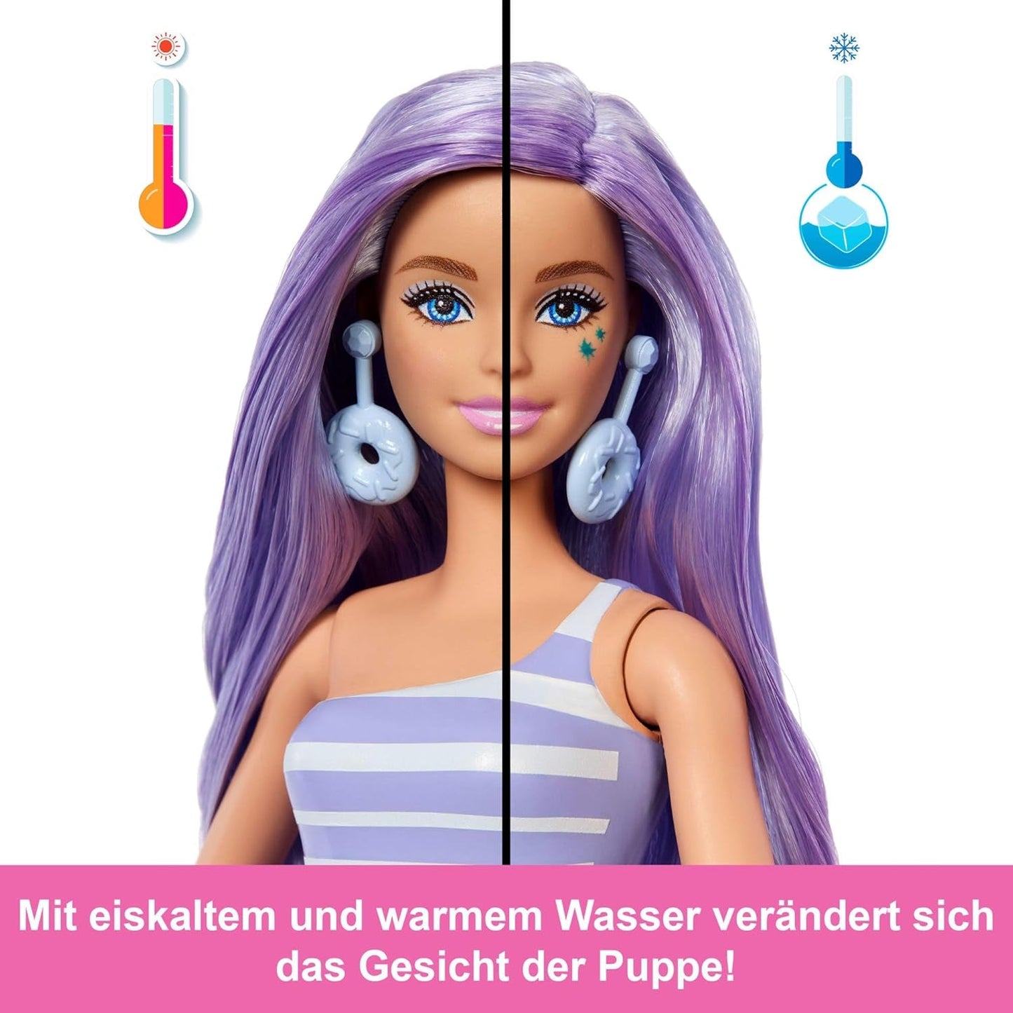 Barbie Pop Reveal Series - Coffret avec poupée mannequin et accessoires, série Candy, design Donut Dreams avec animal de compagnie, 8 surprises dont changement de couleur, JFY60