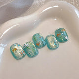 2 Stück Selfklebende Nagelsticker Mit Muscheleffekt, Vierstrahlstern et Goldfisch Design, Nagelaufkleber Für Fingernägel, Nail Art Zubehör Für Gelnägel