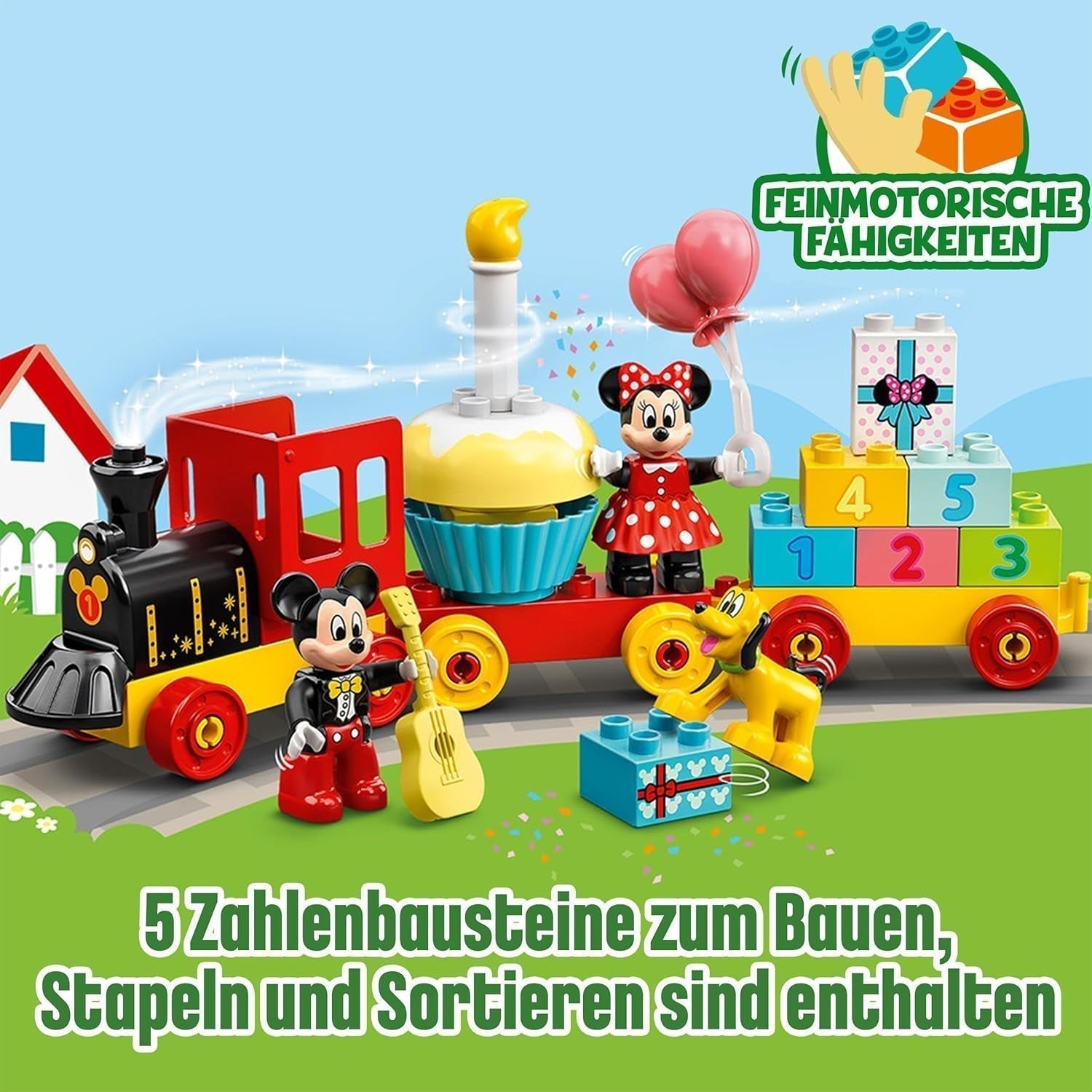 LEGO 10941 DUPLO Disney Le train d'anniversaire Mickey et Minnie, train jouet avec gâteau et ballons, cadeau pour les enfants à partir de 2 ans Jeux de construction Besuche den LEGO-Store