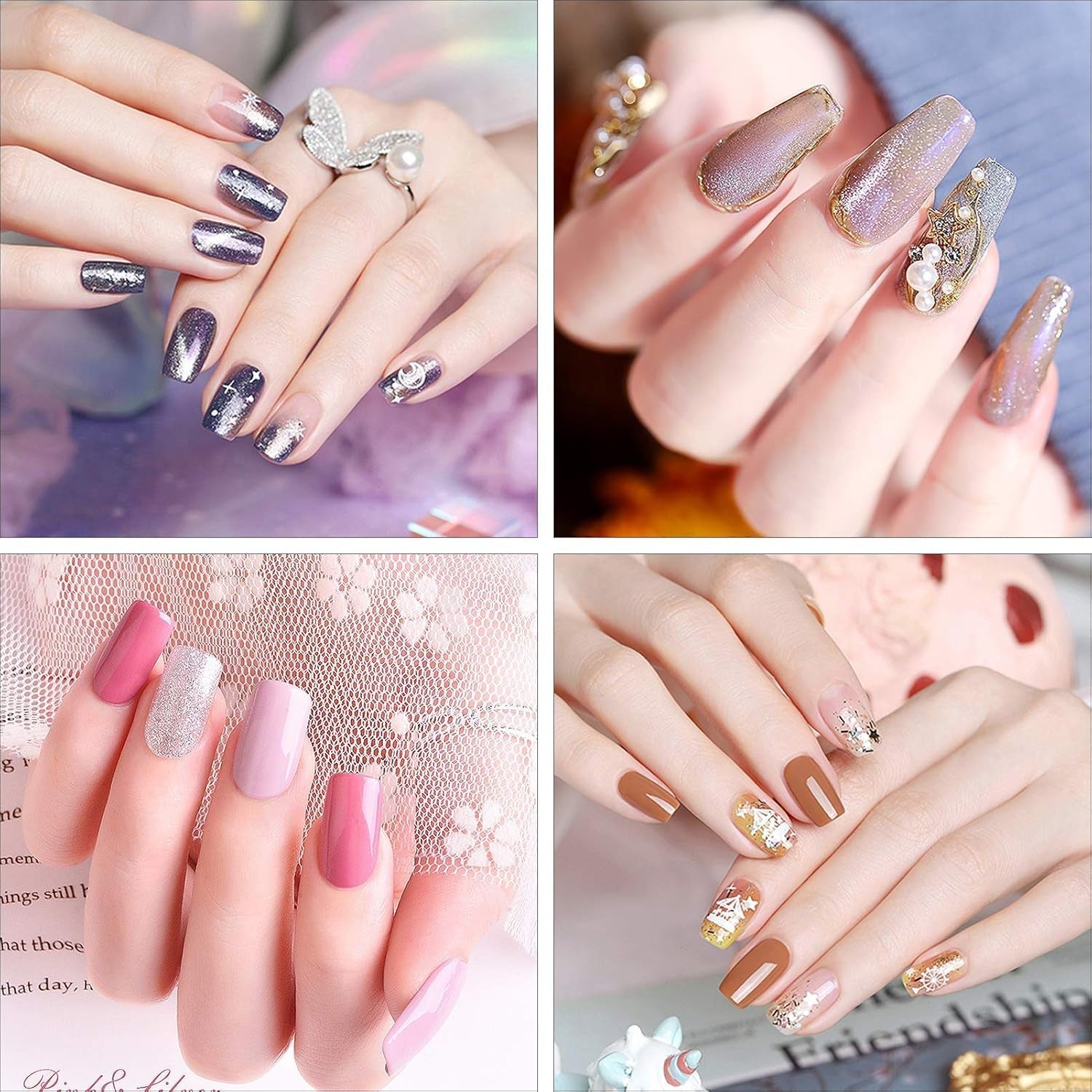 200 pcs Faux Ongles Conseils 10 Tailles Acrylique Ongles Artificiels avec Poussoir à Cuticules et Boîte Transparente pour Femmes et Filles (Naturel et Transparent)