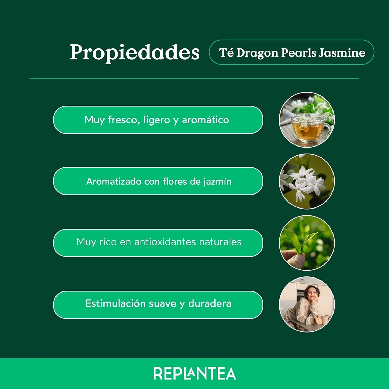 Thé bio Jasmin Perles de Dragon (100 g) | Thé vert premium sous forme de perles de jasmin roulées à la main | Spécialité de thé au délicat arôme de fleurs | REPLANTER