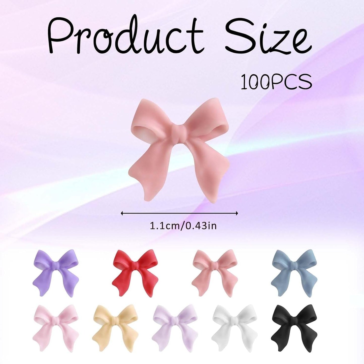 100 pièces Ensembles de décorations d'ongles 3D Schleifen Nagelanhänger Nagelkunst Dekorationen Schleife Für Acrylnägel, Süße Kawaii-Schleifenanhänger, Hübsche Nagel-Schleifenanhänger-Dekoration