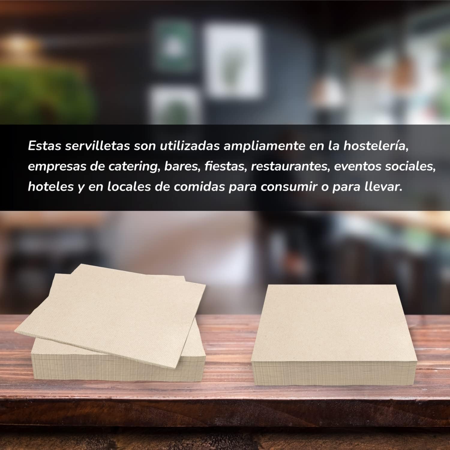 Paquet de 300 serviettes en papier cocktail, 100 % recyclables et biodégradables, porte-serviettes en acier inoxydable, serviettes écologiques, 10 x 10 cm, pliées.