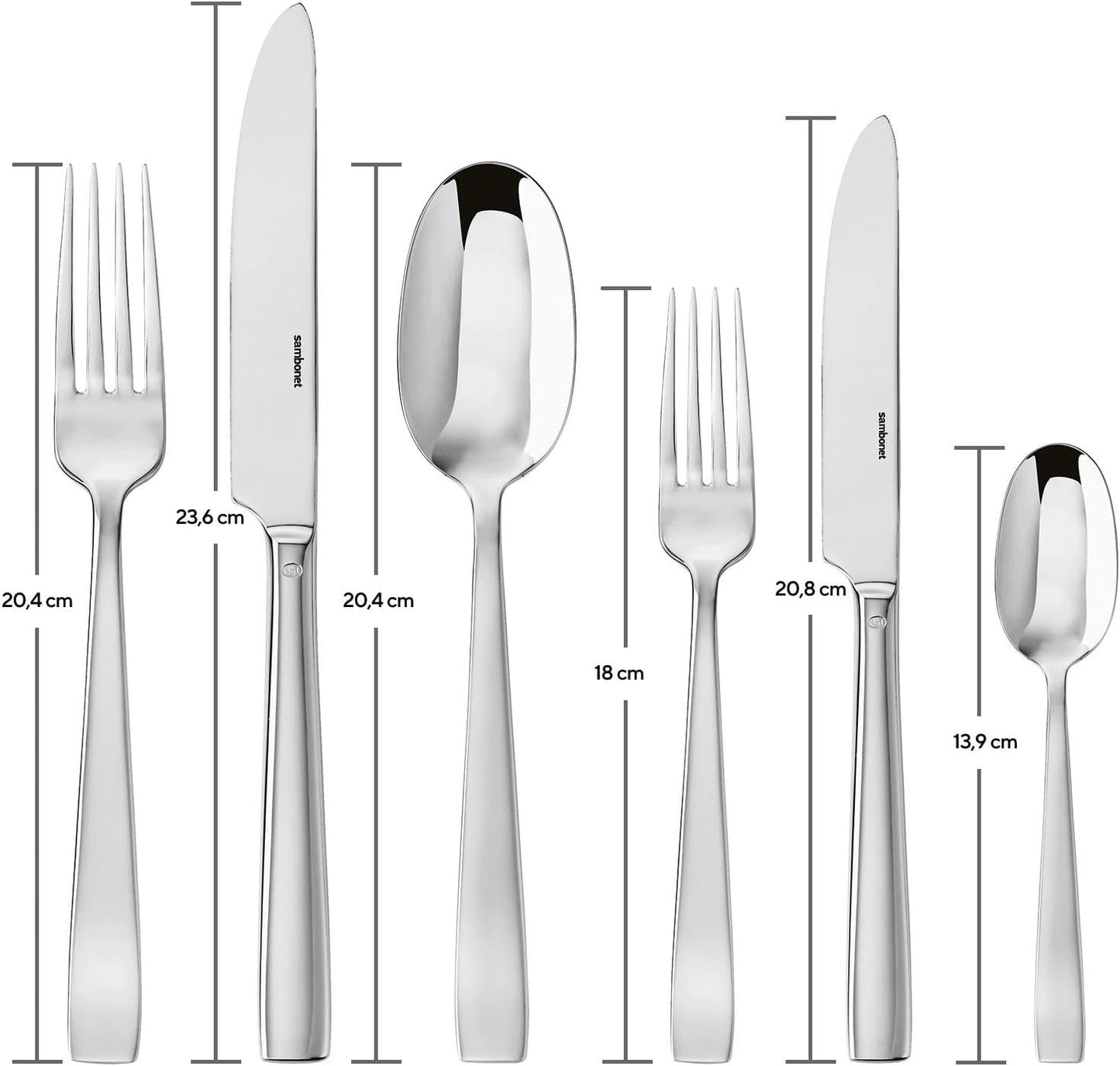 Sambonet 62512-83 Ménagère plate monobloc, 36 pièces, acier inoxydable 18/10, passe au lave-vaisselle Cuisine Naty Shop