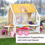 BABY born Dollhouse, Weekend House avec fonction lumière et son, panneaux latéraux ouvrants, évier, grill et nombreux accessoires, 832752, Zapf Creation
