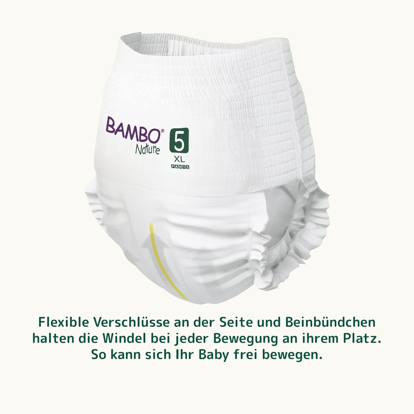 Couches Bambo Nature, taille 5 (11-17kg) - Boîte mensuelle de 95 | Couches avec protection améliorée contre les fuites | Confort et liberté ultimes pour les enfants actifs | Couches testées dermatologiquement